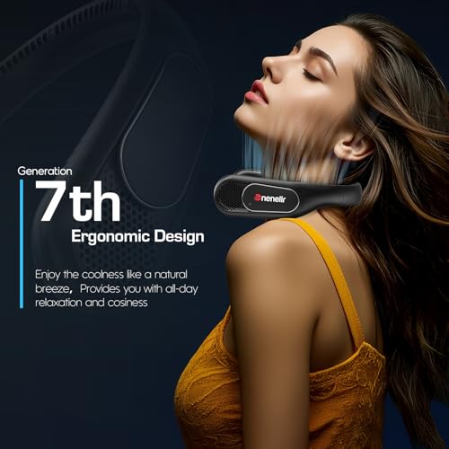 Ventilateur de cou Dnenellr rechargeable, 6000 mAh, pour hommes et femmes