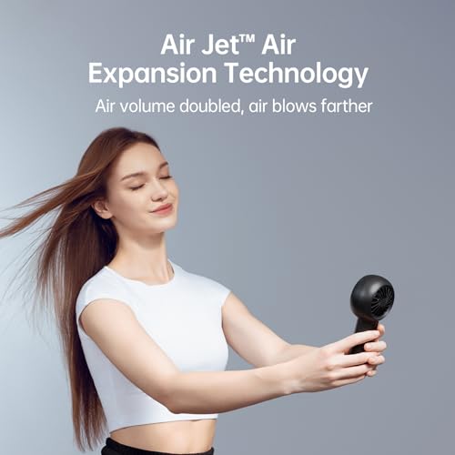 JISULIFE Ventilateur turbo portatif - Noir : 18 heures de refroidissement maximum, portable, 5 vitesses, USB rechargeabl