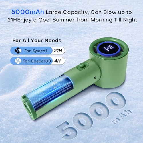 HmXiansen Ventilateur portable pour bureau - Mini ventilateur turbo réglable à 100 vitesses, batterie rechargeable de 50