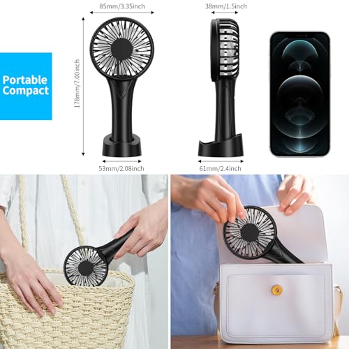 YACAISI Ventilateur portable USB - petit ventilateur silencieux main pour chambre à coucher avec 3 vitesses ajustables (