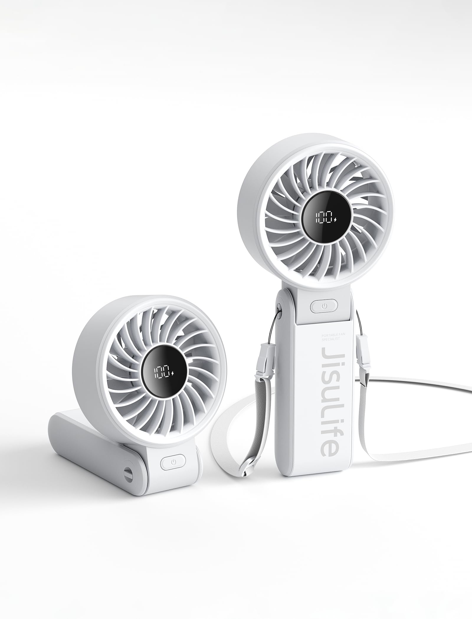 Ventilateur portable JISULIFE Life7 avec écran LED et refroidissement de 19,5 heures - Gris